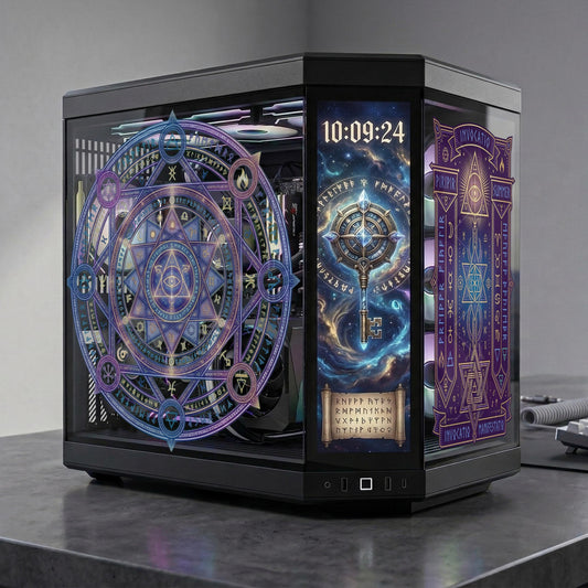 Mystical Rune PC Case Glass Skin | Magic Circle for Tempered Glass | Aesthetic Gaming PC Decor | Custom Computer Mod Decal