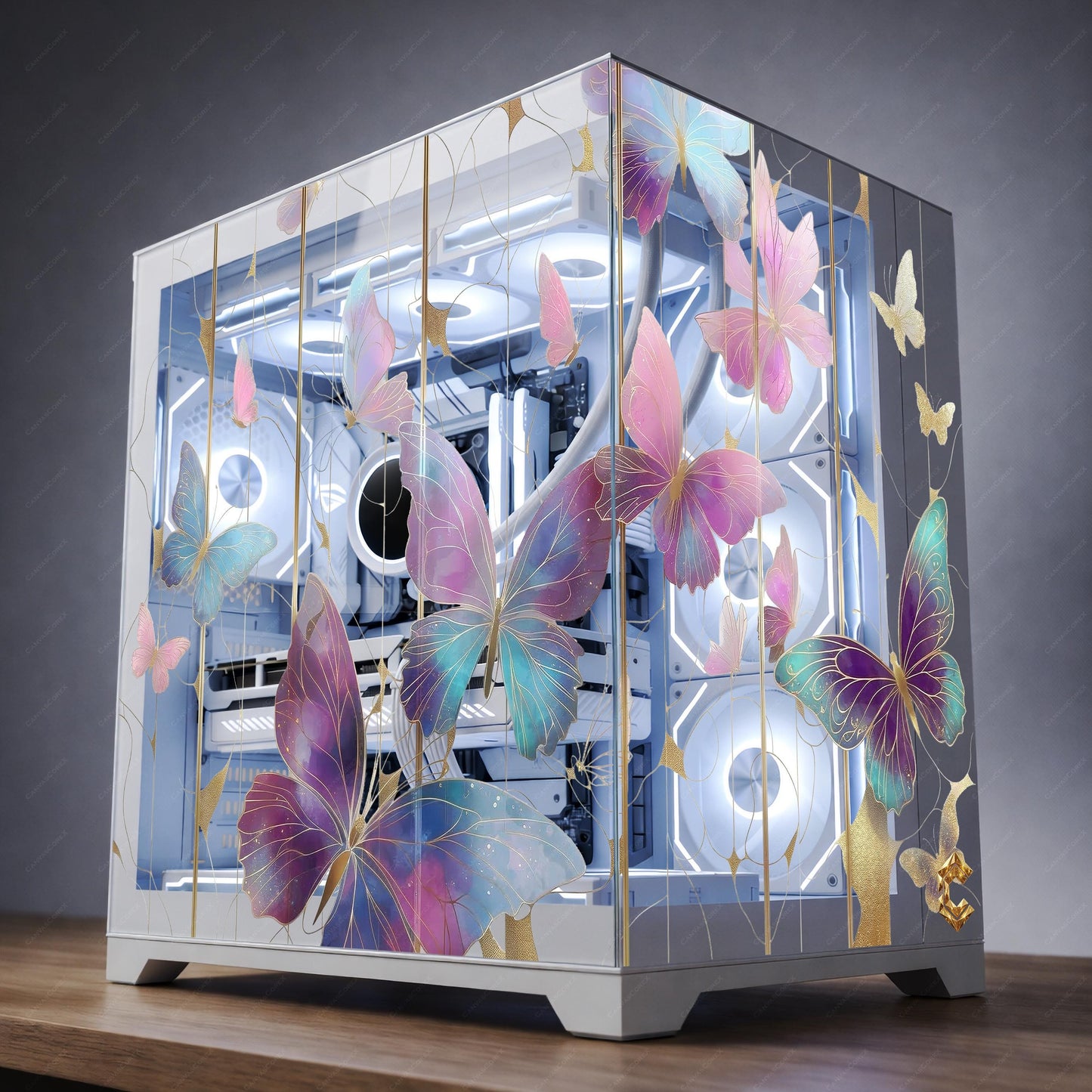 Butterfly Static Cling PC Case Skin | Reusable Glass Decal, Computer Mod