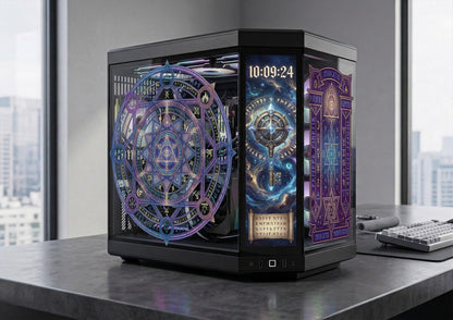 Mystical Rune PC Case Glass Skin | Magic Circle for Tempered Glass | Aesthetic Gaming PC Decor | Custom Computer Mod Decal