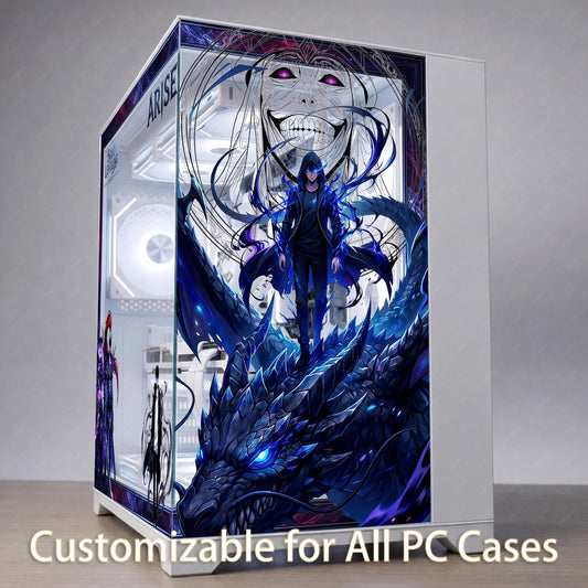 Shadow Summoner PC Case Skin | Level Up Anime Gaming Mod Decal | Dark Fantasy RGB Build Aesthetic | Static Cling ATX Tower Wrap