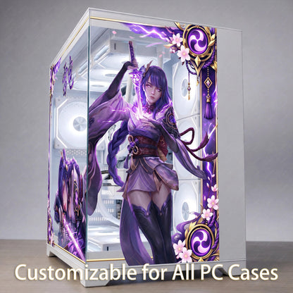 Raiden Shogun PC Case Glass Skin – Tempered Glass Panel Skin – Anime PC Case Skin - Gamer Gift