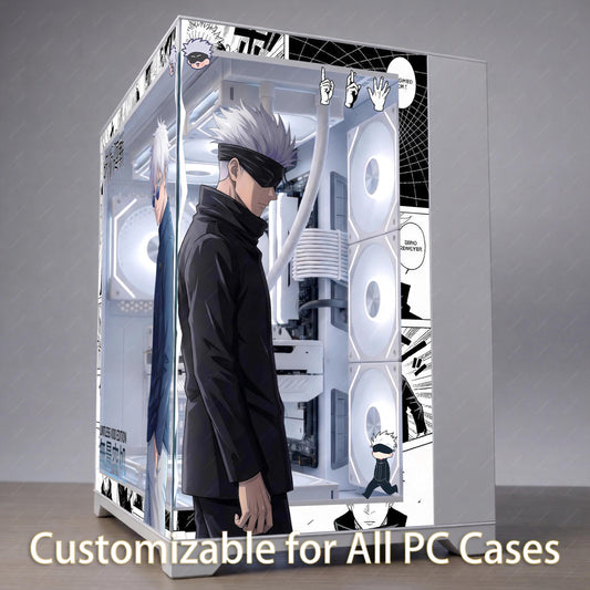 Anime Sorcerer PC Case Skin – Mystic Energy Aura Decal for PC – Manga Void Style Gaming PC Decor – Reusable No-Residue Wrap