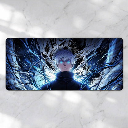 Anime Sorcerer Desk Mat, Mystic Energy Mousepad, XL Gaming Deskpad, Purple Aura Manga Style Mat, Premium 4mm Thick