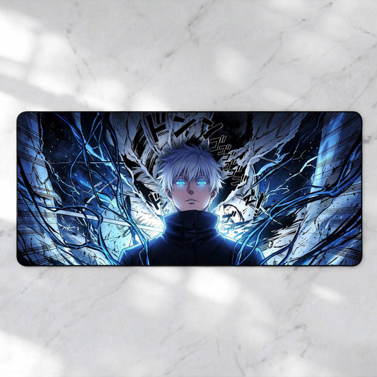 Anime Sorcerer Desk Mat, Mystic Energy Mousepad, XL Gaming Deskpad, Purple Aura Manga Style Mat, Premium 4mm Thick
