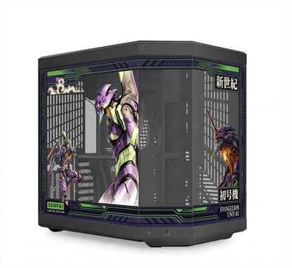 Evangelion Unit-01 PC Case Skin - EVA-01 Mecha Anime Static Cling Decal for Hyte Y70 Y60 Lian Li O11 - Purple & Green Gaming PC Decor