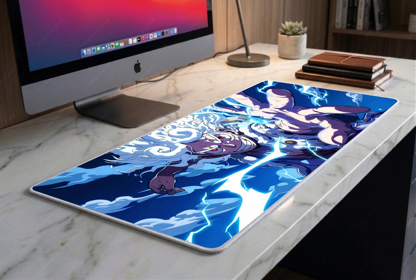 Gear 5 Luffy Desk Mat, Sun God Nika Extended Mousepad, Anime Lightning Deskpad, Premium 4mm One Piece XL Gaming Mat, Free US Shipping