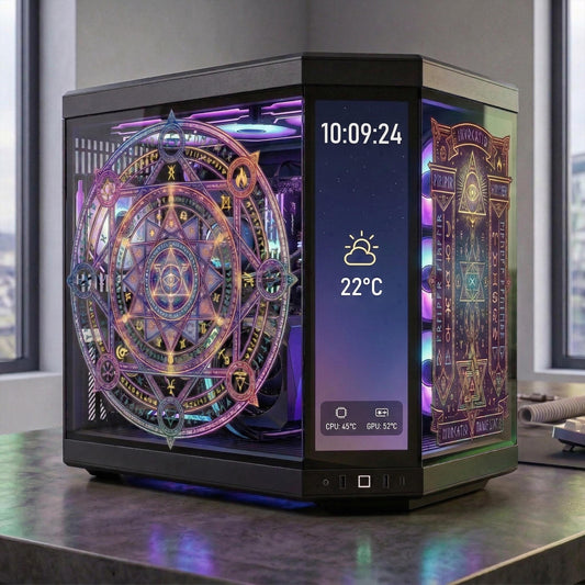 Mystical Rune PC Case Glass Skin | Magic Circle for Tempered Glass | Aesthetic Gaming PC Decor | Custom Computer Mod Decal