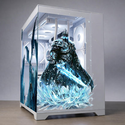 Frost Dragon PC Case Skin – Static Cling Glass Skin – Tempered Glass Wrap – RGB Compatible – Fantasy Gaming Setup Decor