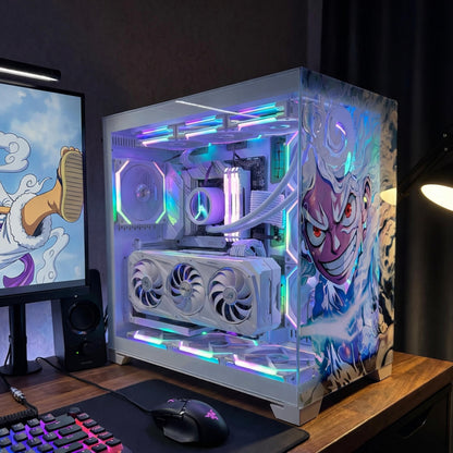 Anime Style PC Case Static Cling Decal for Tempered Glass – Custom Size, No Glue, RGB Friendly
