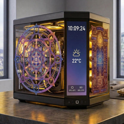 Mystical Rune PC Case Glass Skin | Magic Circle for Tempered Glass | Aesthetic Gaming PC Decor | Custom Computer Mod Decal