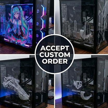 Custom PC Case Skin | Your Image Here | Personalized Static Cling for Tempered Glass | Reusable Computer Decal | Gaming Setup Accessories
