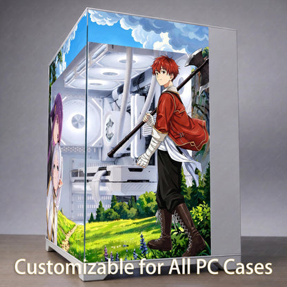 Frieren Anime PC Case Skin - Custom Fit For ANY PC - Cozy Fantasy Gaming Setup Decor - Reusable Static Cling Decal - Nature Glass Wrap