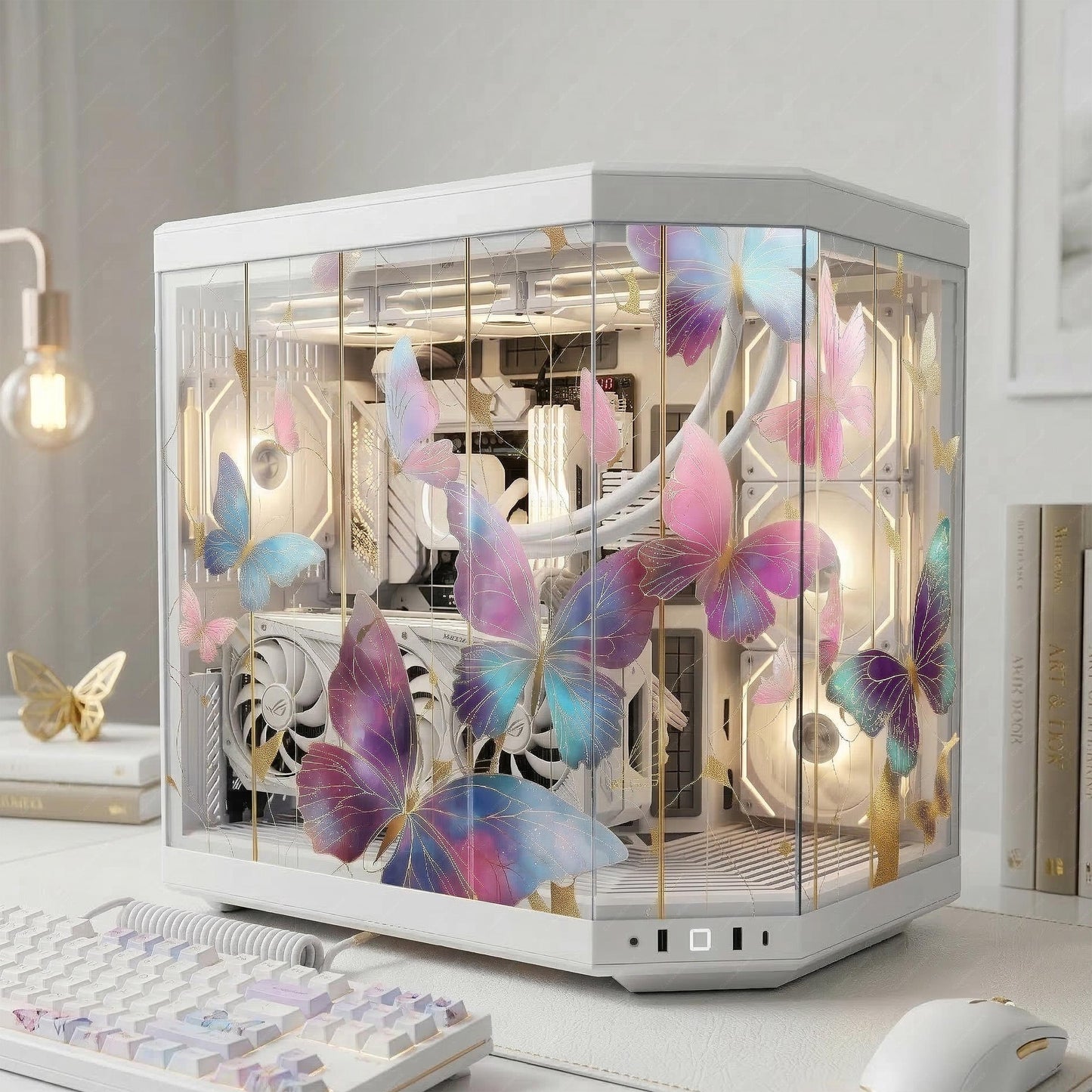 Butterfly Static Cling PC Case Skin | Reusable Glass Decal, Computer Mod