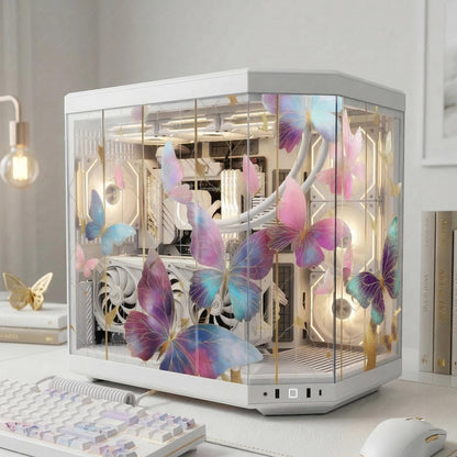 Butterfly Static Cling PC Case Skin | Reusable Glass Decal, Computer Mod