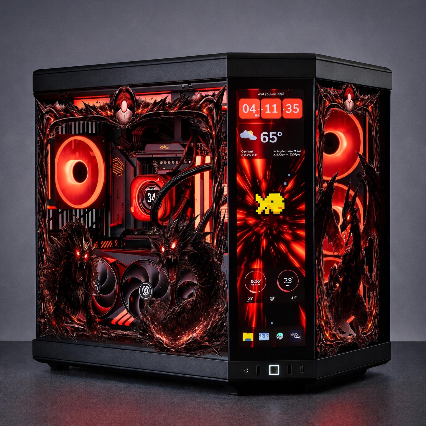 Fire Dragon PC Case Skin | Custom Size PC Case Wrap | Static Cling Glass Skin | Anime Gaming Setup