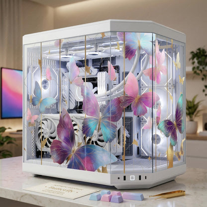 Butterfly Static Cling PC Case Skin | Reusable Glass Decal, Computer Mod