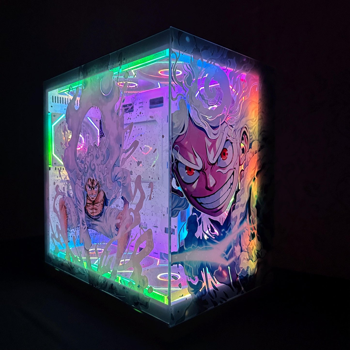 Anime Style PC Case Static Cling Decal for Tempered Glass – Custom Size, No Glue, RGB Friendly
