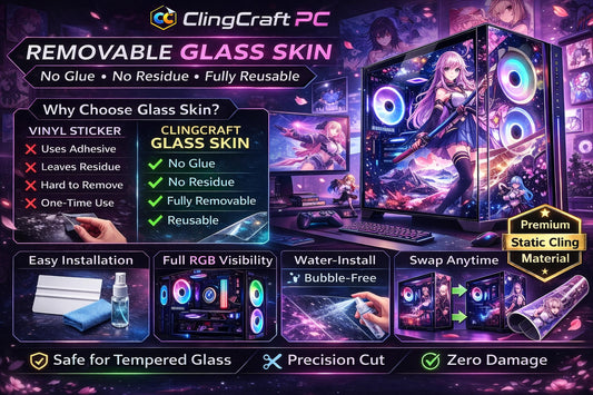 Fire Dragon PC Case Skin | Custom Size PC Case Wrap | Static Cling Glass Skin | Anime Gaming Setup
