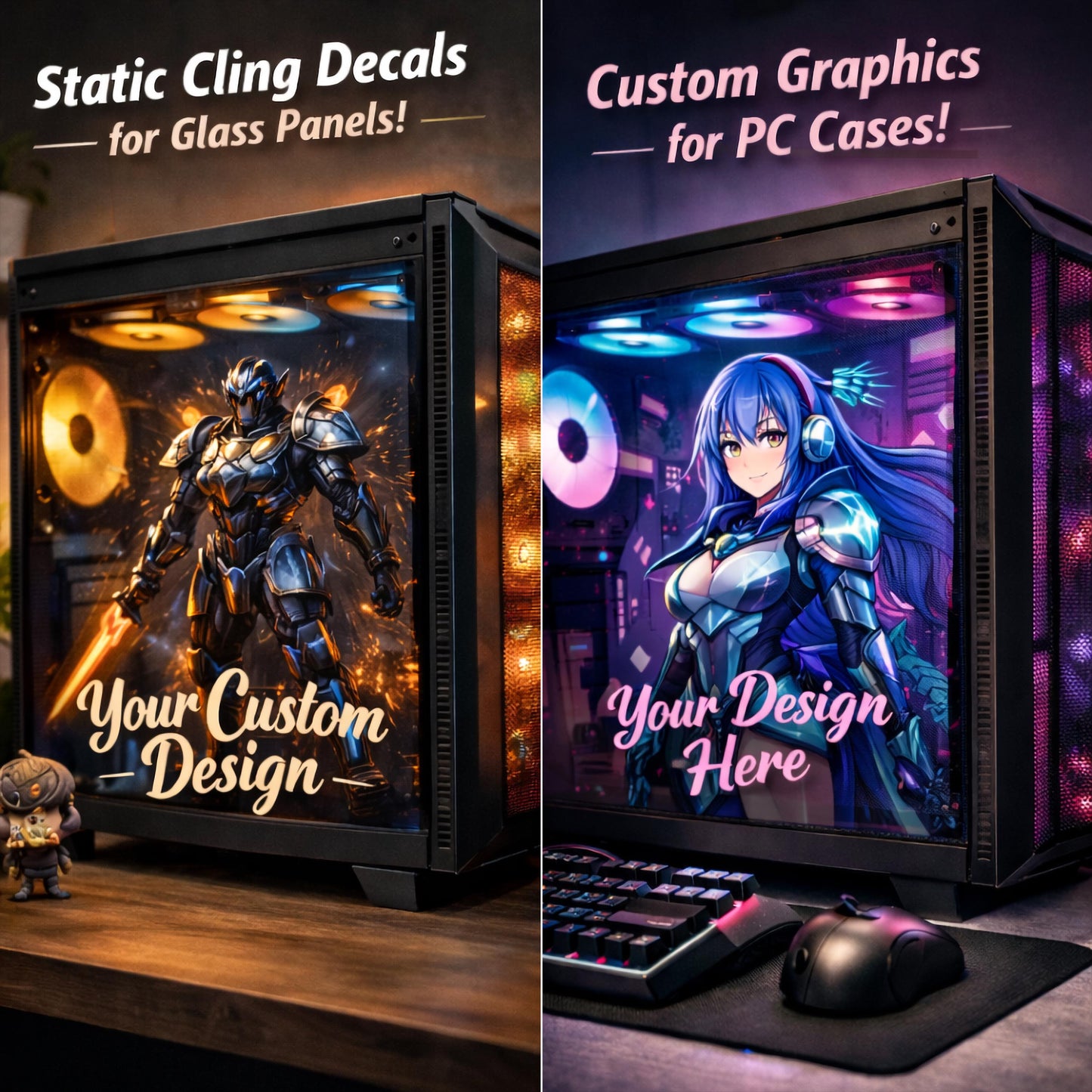 Custom PC Case Skin - Static Cling Sticker - Personalized Gaming PC Decal - Gift For Gamer