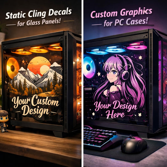 Custom PC Case Skin | Your Image Here | Personalized Static Cling for Tempered Glass | Reusable Computer Decal | Gaming Setup Accessories