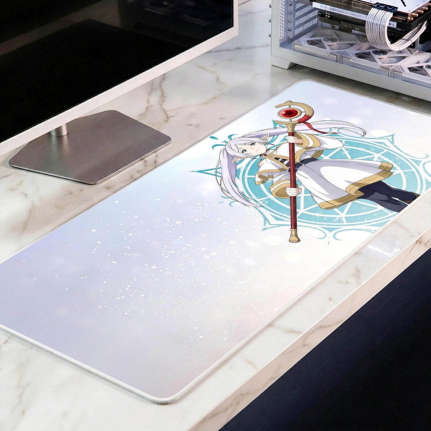 Frieren Beyond Journey's End Desk Mat, Sousou no Frieren XL Mousepad, Anime Magic Circle Deskpad, 4mm Thick Premium Gaming Mat
