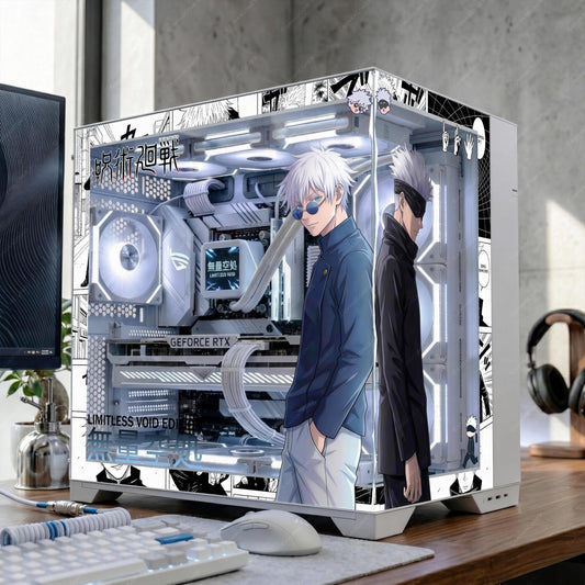 Anime Sorcerer PC Case Skin – Mystic Energy Aura Decal for PC – Manga Void Style Gaming PC Decor – Reusable No-Residue Wrap