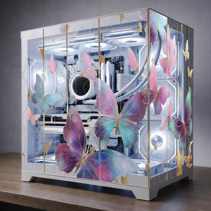 Butterfly Static Cling PC Case Skin | Reusable Glass Decal, Computer Mod
