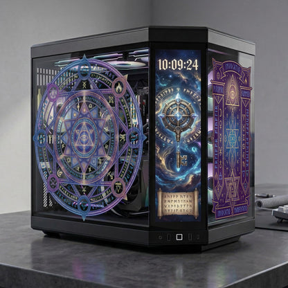 Mystical Rune PC Case Glass Skin | Magic Circle for Tempered Glass | Aesthetic Gaming PC Decor | Custom Computer Mod Decal