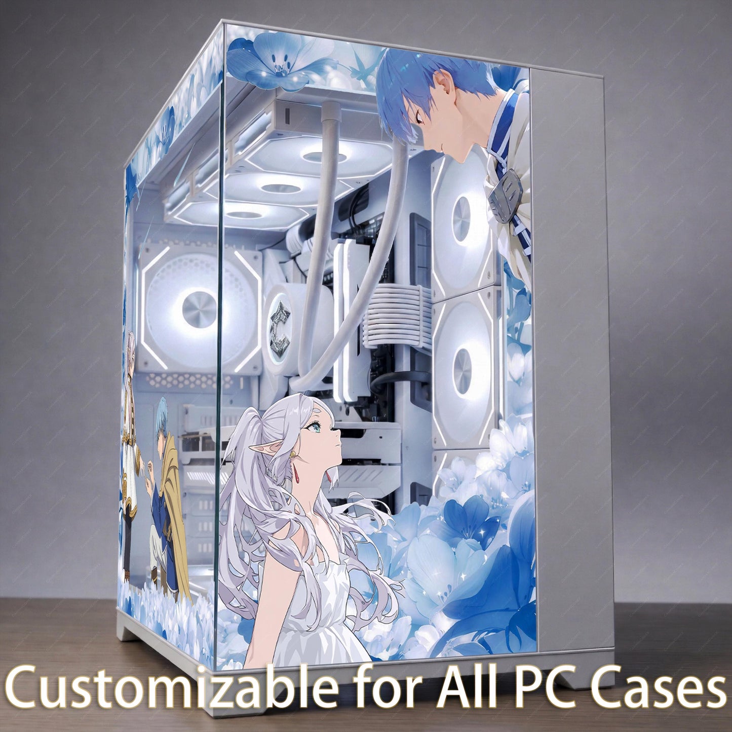 Frieren and Himmel PC Skin - Blue Moonweed Anime Case Wrap for PC - Custom Static Cling PC Decor - Hero Himmel Ring Proposal