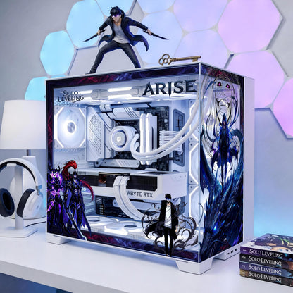 Shadow Summoner PC Case Skin | Level Up Anime Gaming Mod Decal | Dark Fantasy RGB Build Aesthetic | Static Cling ATX Tower Wrap