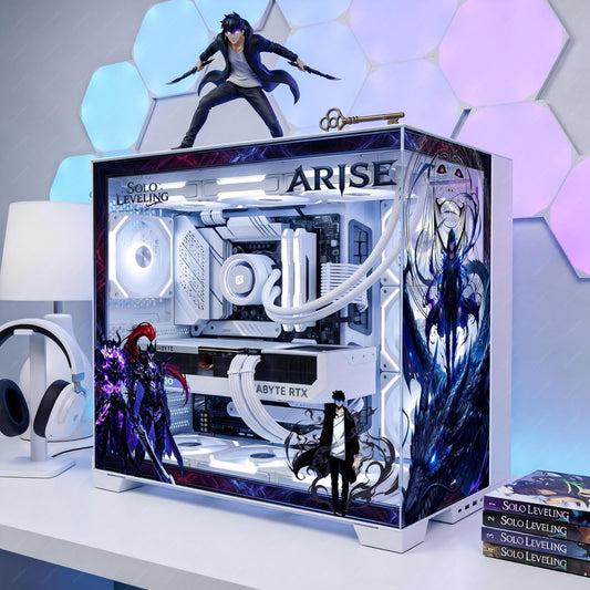 Shadow Summoner PC Case Skin | Level Up Anime Gaming Mod Decal | Dark Fantasy RGB Build Aesthetic | Static Cling ATX Tower Wrap