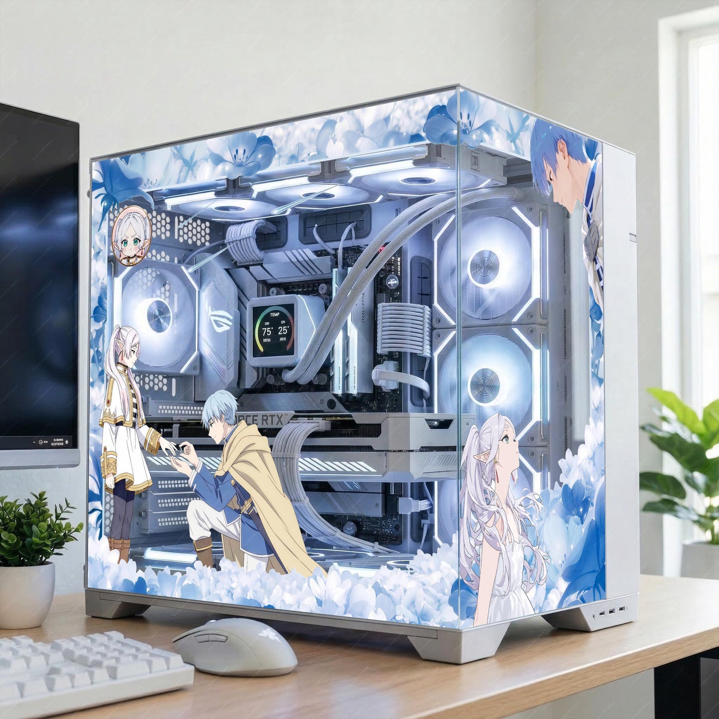 Frieren and Himmel PC Skin - Blue Moonweed Anime Case Wrap for PC - Custom Static Cling PC Decor - Hero Himmel Ring Proposal