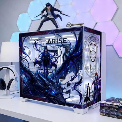Shadow Summoner PC Case Skin | Level Up Anime Gaming Mod Decal | Dark Fantasy RGB Build Aesthetic | Static Cling ATX Tower Wrap