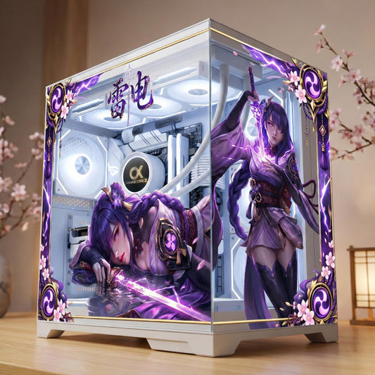 Raiden Shogun PC Case Glass Skin – Tempered Glass Panel Skin – Anime PC Case Skin - Gamer Gift